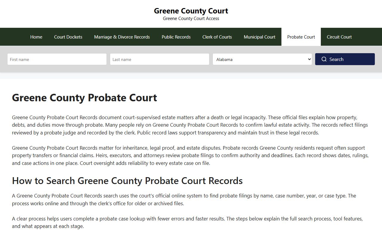 Greene County Probate Court for Beavercreek genealogy records