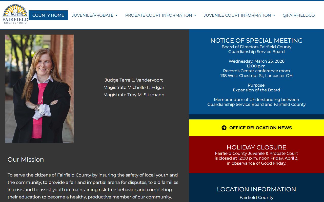 Fairfield County Probate Court for Lancaster genealogy records