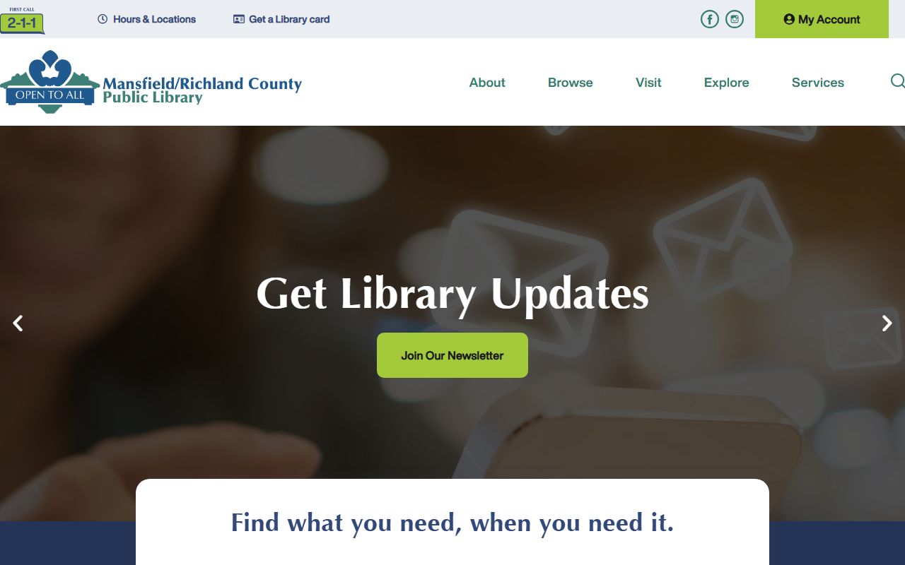 Mansfield Richland County Public Library for Mansfield genealogy records