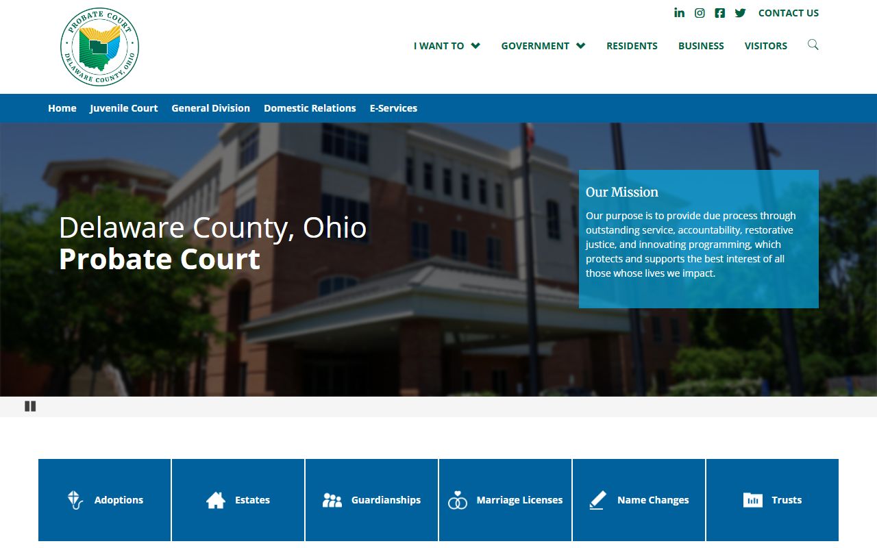 Delaware County Probate Court for Delaware County genealogy records