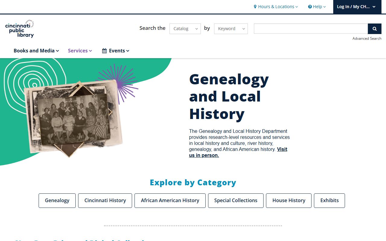 Cincinnati Public Library genealogy department for Hamilton County genealogy records