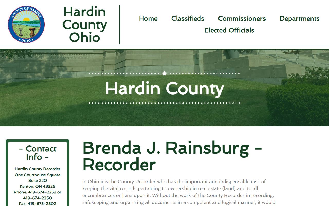 Hardin County Recorder for Hardin County genealogy records