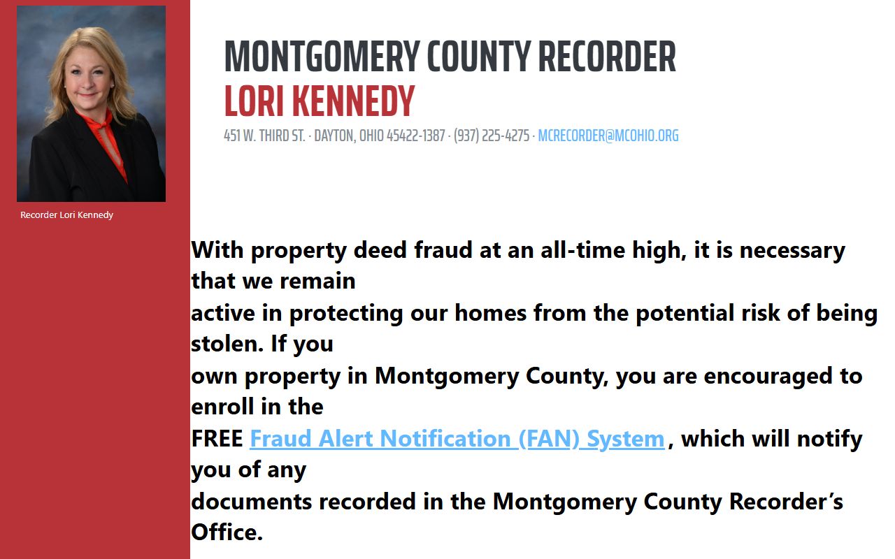 Montgomery County Recorder office for Montgomery County genealogy records