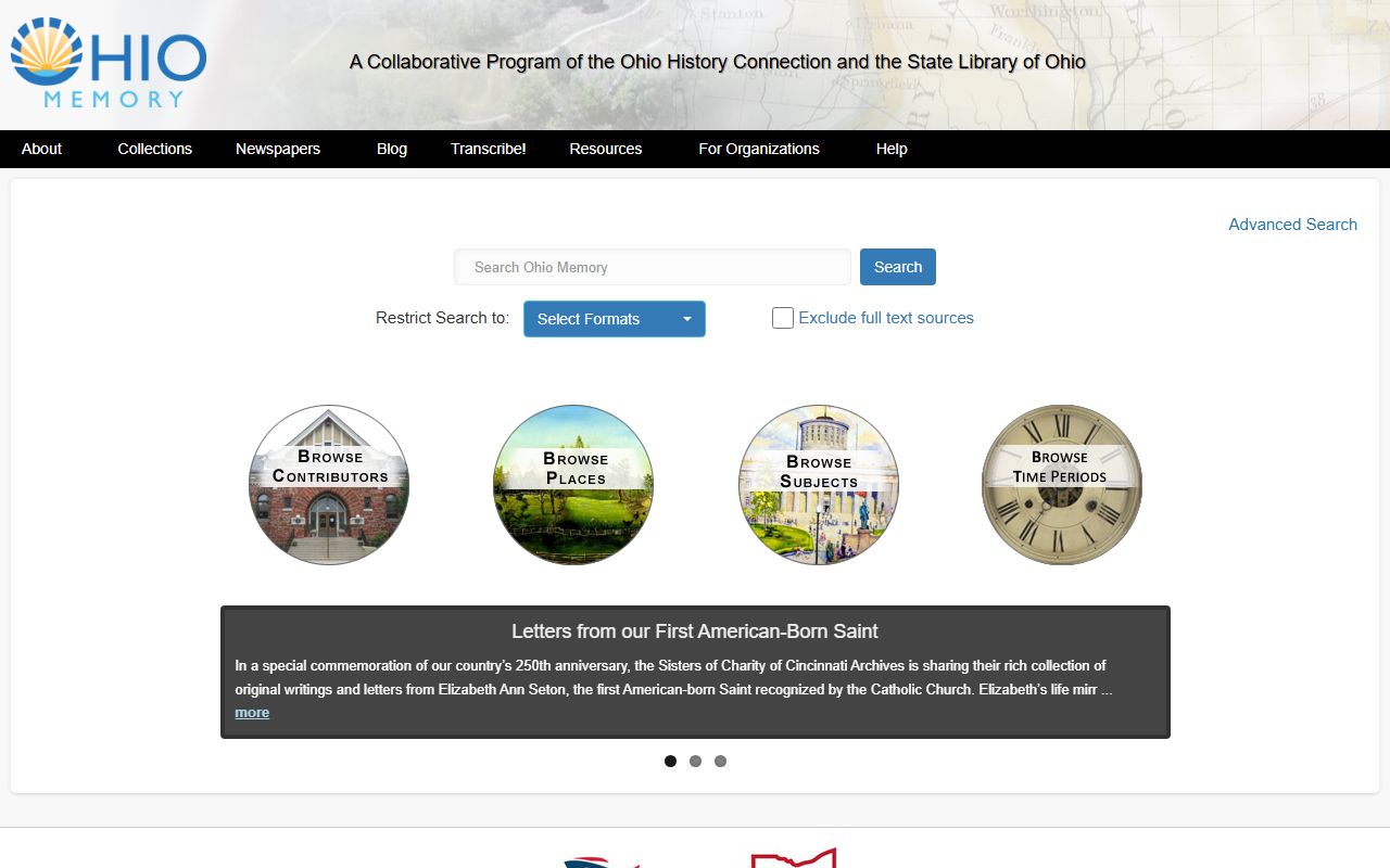 Ohio Memory digital library for Ohio genealogy records research